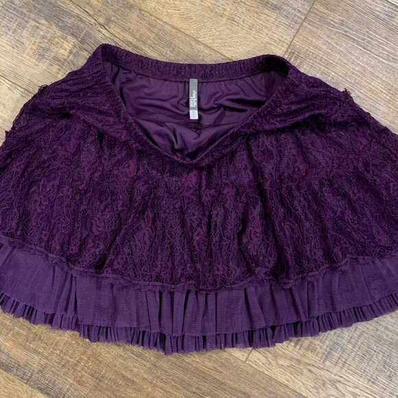 Y2K Whimsigoth Charlotte Russe MESH & LACE Ruffle PETTISKIRT M Dark Purple SKIR - Picture 1 of 2